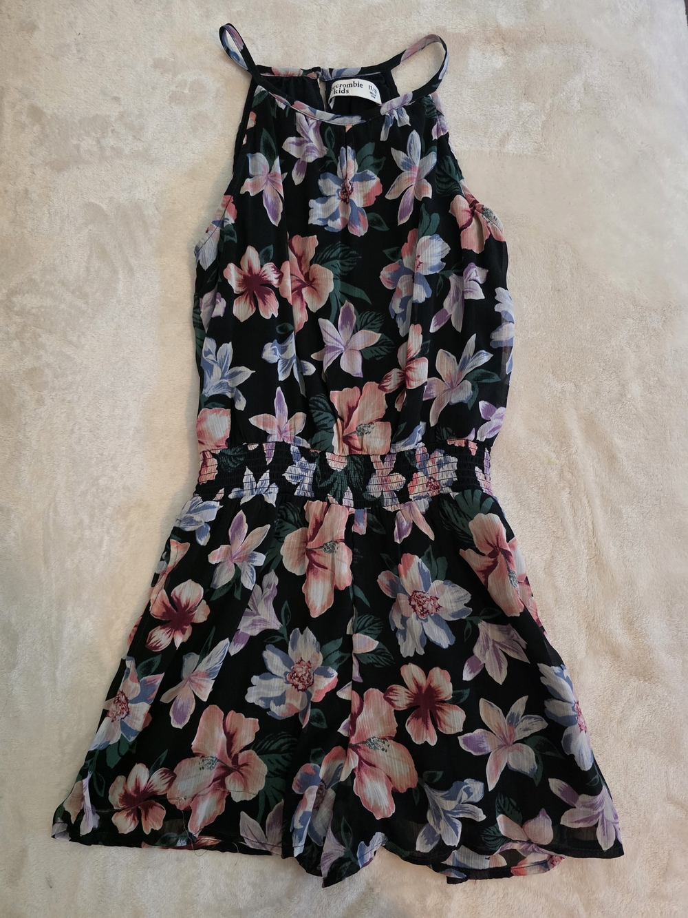 Abercrombie Kids Black Floral Halter Romper